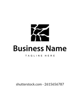 stone logo with balance concept with simple black silhouette illustration of natural stone symbol