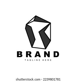Logotipo de piedra, diseño de piedra de la línea de Gem, diamante, cristal, elegante simple, vector de marca de producto, icono de piedra natural