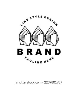 Stone Logo, Gem Line Stone Design, Diamond, Crystal, Simple Elegant, Product Brand Vector, Natural Stone Icon