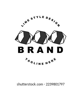 Stone Logo, Gem Line Stone Design, Diamond, Crystal, Simple Elegant, Product Brand Vector, Natural Stone Icon