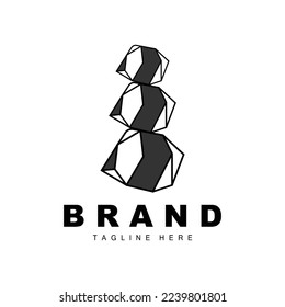 Logotipo de piedra, diseño de piedra de la línea de Gem, diamante, cristal, elegante simple, vector de marca de producto, icono de piedra natural