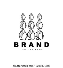 Logotipo de piedra, diseño de piedra de la línea de Gem, diamante, cristal, elegante simple, vector de marca de producto, icono de piedra natural