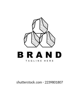 Logotipo de piedra, diseño de piedra de la línea de Gem, diamante, cristal, elegante simple, vector de marca de producto, icono de piedra natural