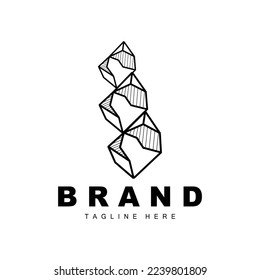 Stone Logo, Gem Line Stone Design, Diamond, Crystal, Simple Elegant, Product Brand Vector, Natural Stone Icon