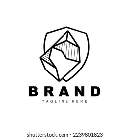 Stone Logo, Gem Line Stone Design, Diamond, Crystal, Simple Elegant, Product Brand Vector, Natural Stone Icon