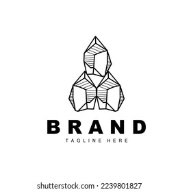 Stone Logo, Gem Line Stone Design, Diamond, Crystal, Simple Elegant, Product Brand Vector, Natural Stone Icon