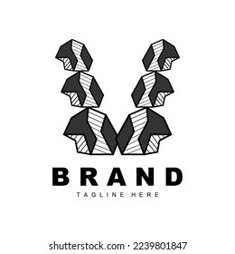 Stone Logo, Gem Line Stone Design, Diamond, Crystal, Simple Elegant, Product Brand Vector, Natural Stone Icon
