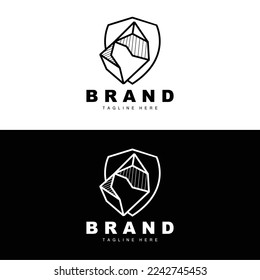Stone Logo, Gem Line Stone Design, Diamond, Crystal, Simple Elegant, Product Brand Vector, Natural Stone Icon