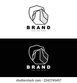Logotipo de piedra, diseño de piedra de la línea de Gem, diamante, cristal, elegante simple, vector de marca de producto, icono de piedra natural