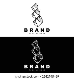Stone Logo, Gem Line Stone Design, Diamond, Crystal, Simple Elegant, Product Brand Vector, Natural Stone Icon