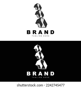Stone Logo, Gem Line Stone Design, Diamond, Crystal, Simple Elegant, Product Brand Vector, Natural Stone Icon