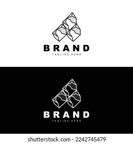 Stone Logo, Gem Line Stone Design, Diamond, Crystal, Simple Elegant, Product Brand Vector, Natural Stone Icon