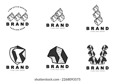 Stone Logo, Gem Line Stone Design, Diamond, Crystal, Simple Elegant, Product Brand Vector, Natural Stone Icon