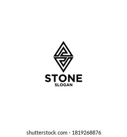 diseño de icono de logotipo de piedra ilustración vectorial con forma de diamante de fondo blanco aislado de letra abstracta