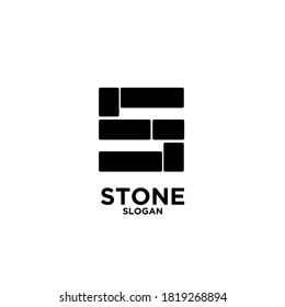 stone logo icon design vector illustration with abstract s letter isolated white background