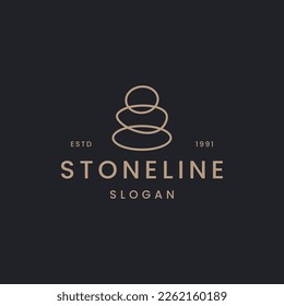 stone logo with monoline style, vector illustration