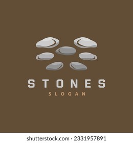 Steinlogo, Premium-Elegant-Design, Stone Balance-Vektorgrafik, Stepping Rock Walking Icon Illustration Design