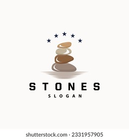 Stone Logo, Premium Elegant Design, Stone Balance Vector, Stepping Rock Walking Icon Illustration Design