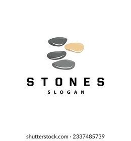 Logotipo de piedra, diseño elegante de primera calidad, vector de equilibrio de piedra, diseño de iconos de marcha por roca progresiva