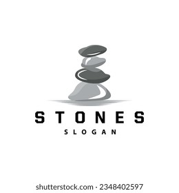 Stone Logo, Premium Elegant Design, Stone Balance Vector, Stepping Rock Walking Icon Illustration Design