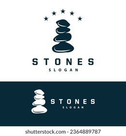 Stone Logo, Premium Elegant Design, Stone Balance Vector, Stepping Rock Walking Icon Illustration Design