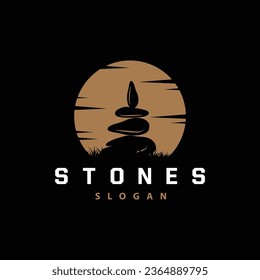 Stone Logo, Premium Elegant Design, Stone Balance Vector, Stepping Rock Walking Icon Illustration Design