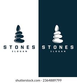 Stone Logo, Premium Elegant Design, Stone Balance Vector, Stepping Rock Walking Icon Illustration Design