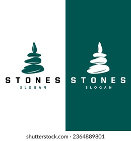Stone Logo, Premium Elegant Design, Stone Balance Vector, Stepping Rock Walking Icon Illustration Design