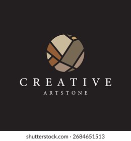stone logo with simple stone house structure design, symbol concept, illustration, brand and poster design template