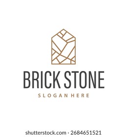 Stein-Logo mit einfachem Stein Haus Struktur-Design, Symbolkonzept, Illustration, Marke und Poster-Design-Vorlage