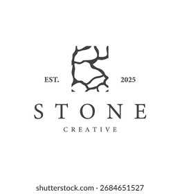 stone logo with simple stone house structure design, symbol concept, illustration, brand and poster design template