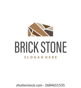 logotipo de pedra com design de estrutura de casa de pedra simples, conceito de símbolo, ilustração, marca e modelo de design de cartaz