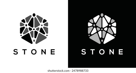 stone logo vector icon illustration.square design logo using two colors.	
