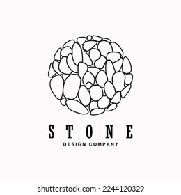 Logo-Vektorgrafik-Design aus Stein, minimalistische Symbolvorlage