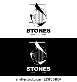 Stone Logo, Vector Stone Modern With Geometry Line Style, Design For Aesthetic Decoration, Brand Modern Product, Simple Icon Abstract Aesthetic Geometry Line
