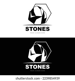 Logotipo De Piedra, Piedra Vectora Moderna Con Estilo De Línea Geométrica, Diseño Para Decoración Estética, Producto Moderno De Marca, Icono Sencillo Resumen Línea De Geometría Estética