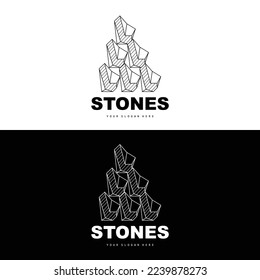Logotipo De Piedra, Piedra Vectora Moderna Con Estilo De Línea Geométrica, Diseño Para Decoración Estética, Producto Moderno De Marca, Icono Sencillo Resumen Línea De Geometría Estética