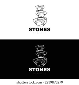 Logotipo De Piedra, Piedra Vectora Moderna Con Estilo De Línea Geométrica, Diseño Para Decoración Estética, Producto Moderno De Marca, Icono Sencillo Resumen Línea De Geometría Estética