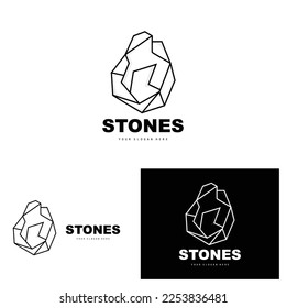 Logotipo De Piedra, Piedra Vectora Moderna Con Estilo De Línea Geométrica, Diseño Para Decoración Estética, Producto Moderno De Marca, Icono Sencillo Resumen Línea De Geometría Estética