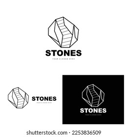 Steinlogo, Vektorstein-Modern mit Geometry Line-Stil, Design für ästhetische Dekoration, moderne Markenprodukte, einfache abstrakte Bildlinie für ästhetische Geometrie