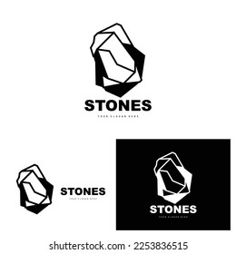 Logotipo De Piedra, Piedra Vectora Moderna Con Estilo De Línea Geométrica, Diseño Para Decoración Estética, Producto Moderno De Marca, Icono Sencillo Resumen Línea De Geometría Estética