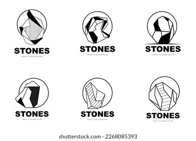 Logotipo De Piedra, Piedra Vectora Moderna Con Estilo De Línea Geométrica, Diseño Para Decoración Estética, Producto Moderno De Marca, Icono Sencillo Resumen Línea De Geometría Estética