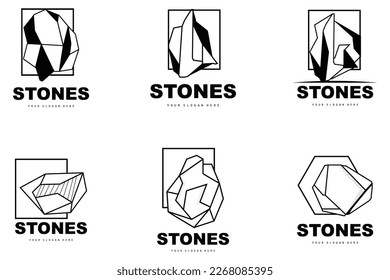 Steinlogo, Vektorstein-Modern mit Geometry Line-Stil, Design für ästhetische Dekoration, moderne Markenprodukte, einfache abstrakte Bildlinie für ästhetische Geometrie
