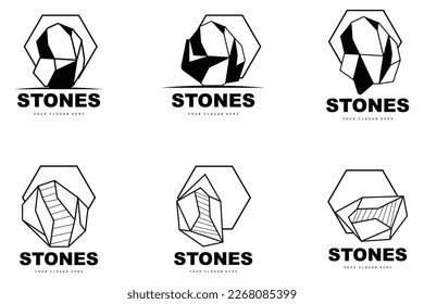Logotipo De Piedra, Piedra Vectora Moderna Con Estilo De Línea Geométrica, Diseño Para Decoración Estética, Producto Moderno De Marca, Icono Sencillo Resumen Línea De Geometría Estética