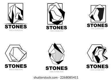 Logotipo De Piedra, Piedra Vectora Moderna Con Estilo De Línea Geométrica, Diseño Para Decoración Estética, Producto Moderno De Marca, Icono Sencillo Resumen Línea De Geometría Estética