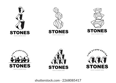 Stone Logo, Vector Stone Modern With Geometry Line Style, Design For Aesthetic Decoration, Brand Modern Product, Simple Icon Abstract Aesthetic Geometry Line