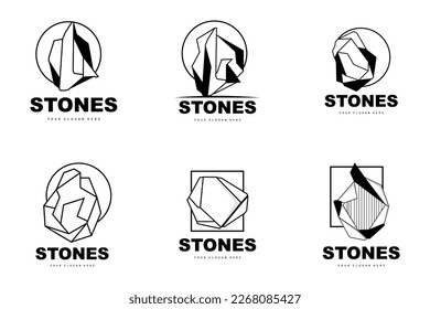 Stone Logo, Vector Stone Modern With Geometry Line Style, Design For Aesthetic Decoration, Brand Modern Product, Simple Icon Abstract Aesthetic Geometry Line