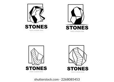 Logotipo De Piedra, Piedra Vectora Moderna Con Estilo De Línea Geométrica, Diseño Para Decoración Estética, Producto Moderno De Marca, Icono Sencillo Resumen Línea De Geometría Estética