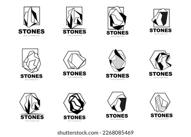 Logotipo De Piedra, Piedra Vectora Moderna Con Estilo De Línea Geométrica, Diseño Para Decoración Estética, Producto Moderno De Marca, Icono Sencillo Resumen Línea De Geometría Estética