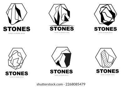 Stone Logo, Vector Stone Modern With Geometry Line Style, Design For Aesthetic Decoration, Brand Modern Product, Simple Icon Abstract Aesthetic Geometry Line
